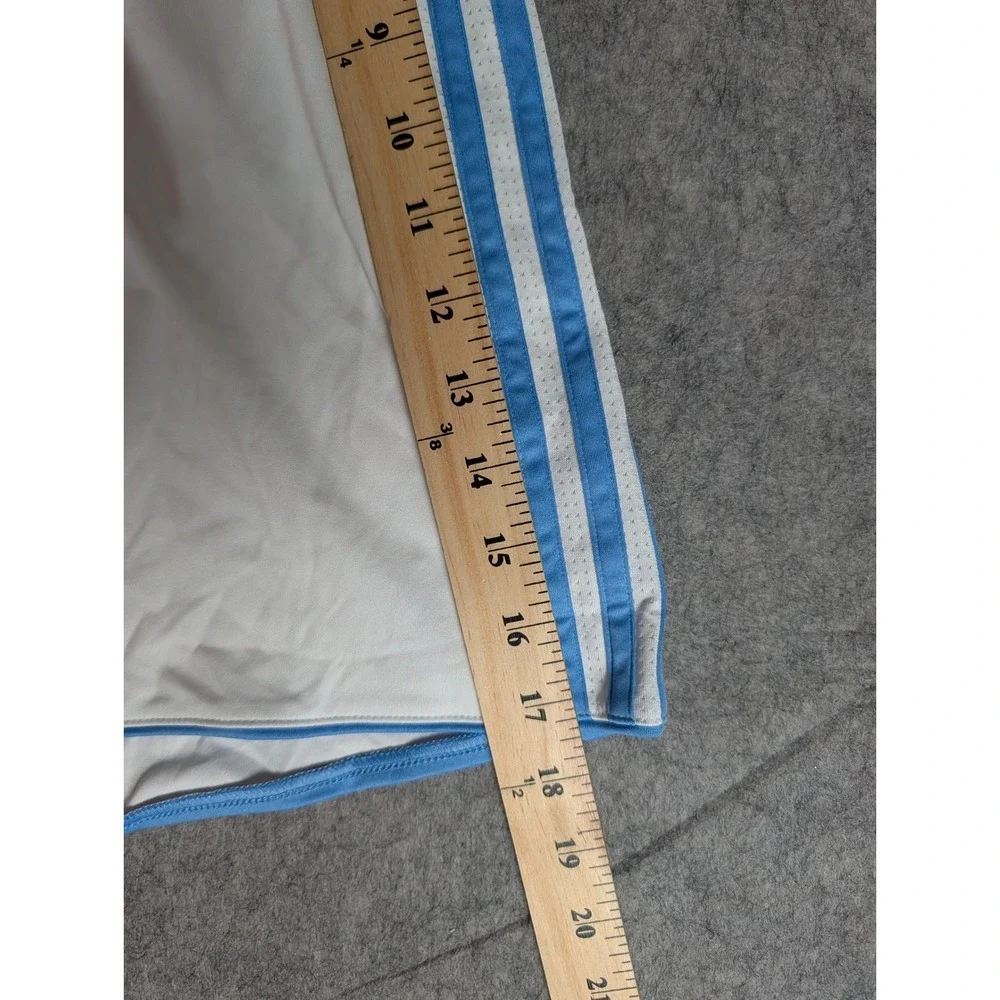 Adidas Aeroready Soccer Shorts White Light Blue Striped Mens Athletic Training